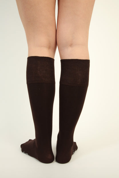 Brown Knee-High Seamless Bamboo Socks - 4 pairs